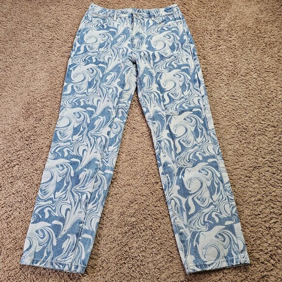 Adika Jeans Womens 30x28 Blue High Rise Straight Cotton Denim Swirl Print - Picture 9 of 9